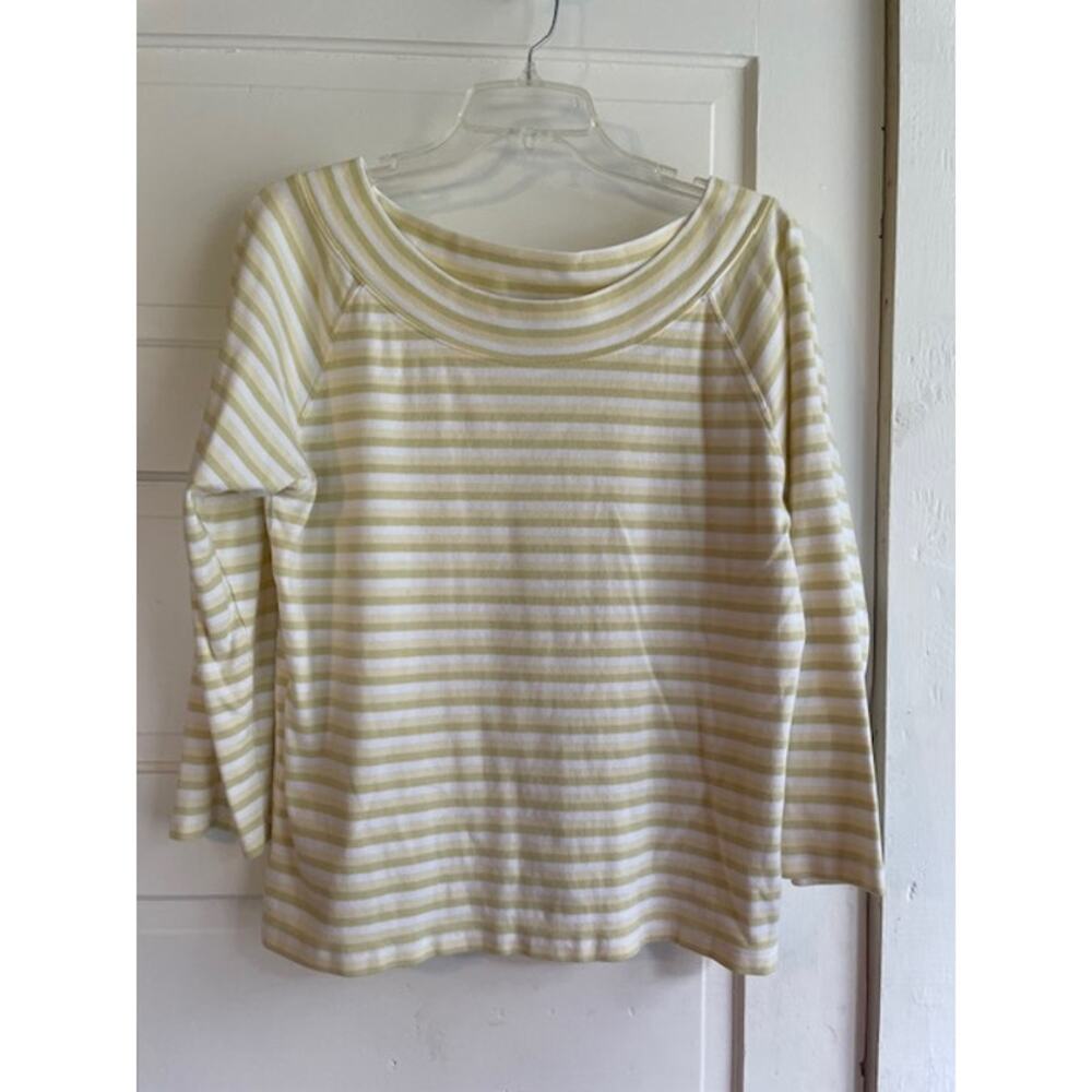 Eddie Bauer Size‎ Large 100% Cotton Pullover Long Sleeve Striped Boatneck Tee